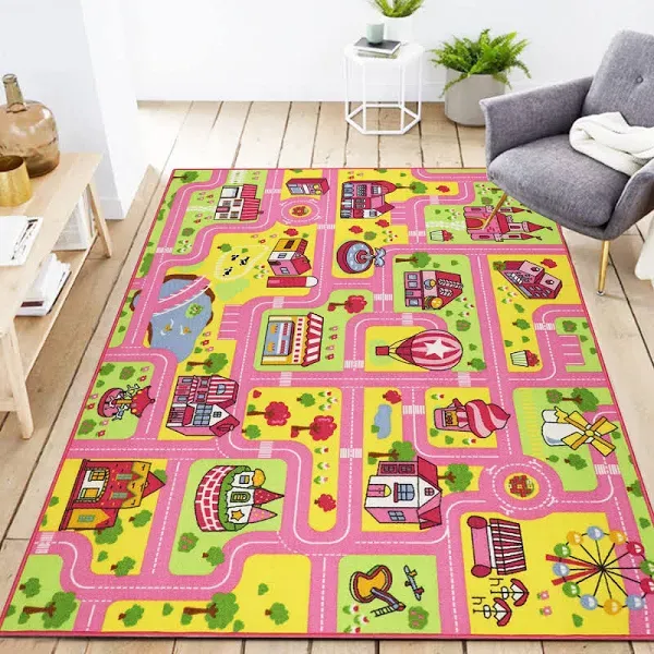  Kids Play Rug 6.6x5.0 ft Large Size Kids Rug for Playroom Non Slip 59&#034;x78&#034;