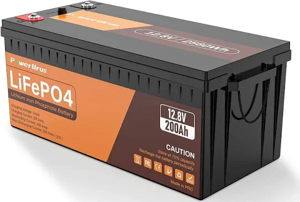 PowerUrus 12V 200AH LiFePO4 Deep Cycle Rechargeable Battery