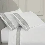 J. Queen New York Monarch Embroidered Sheet Set, Queen, Silver