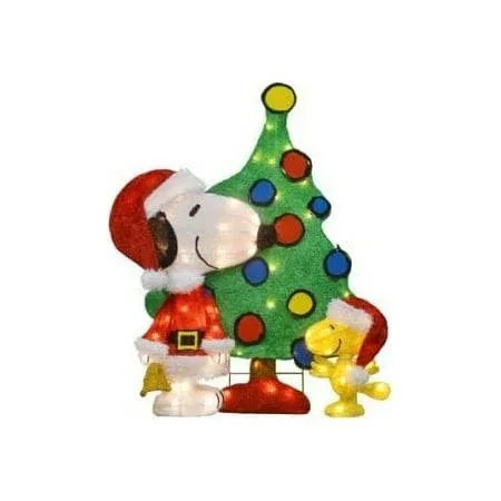 ProductWorks 32-Inch Peanuts Snoopy and Woodstock Pre-Lit Yard Decor