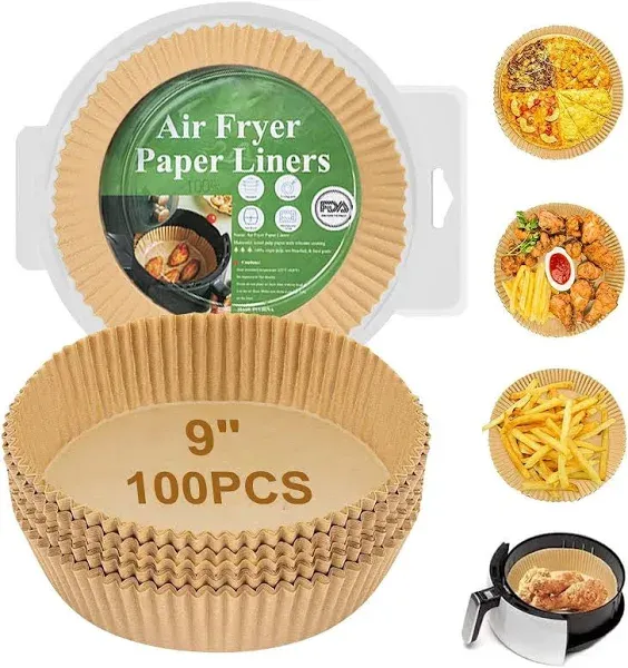 100pcs 9in Round Air Fryer Basket Liners