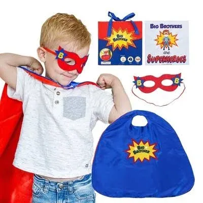 Tickle & Main - Big Brother Gift Set - 3 Piece Set Includes Big Brothers Are Superheroes Book Satin Cape and Mask