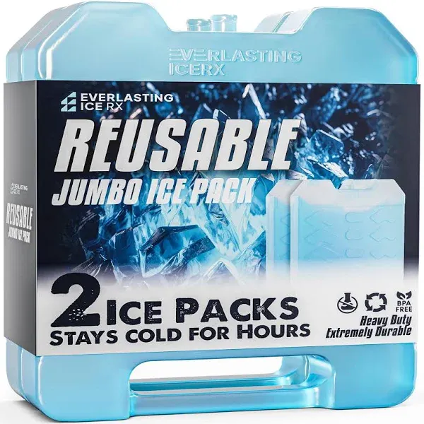 Everlasting Ice RX Jumbo Reusable Ice Packs for Cooler with Handle Long Lasting Coolness