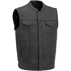 New Men&#039;s Genuine Black Lambskin Soft Leather Waistcoat Fit Motor Biker Vestcoat