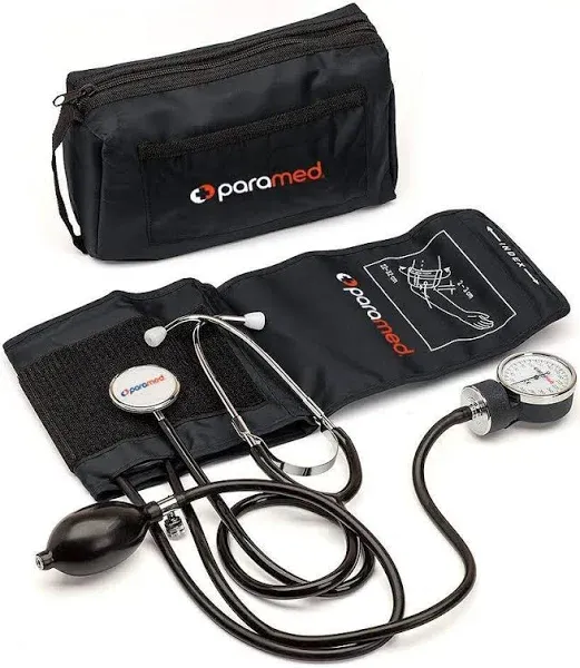 Paramed Aneroid Sphygmomanometer with Stethoscope – Manual Blood Pressure Cuff with Universal Cuff