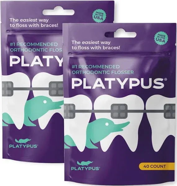 Platypus Orthodontic Flossers for Braces Unique Structure Fits Under Arch Wire