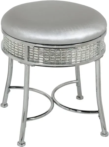 Chrome Vanity Stool, Silver, YST-020