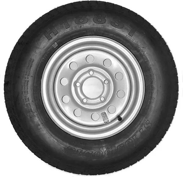 Ecustomrim Trailer Tire On Rim ST185/80D13 185/80d-13 13 St Silver Modular Wheel Boat RV