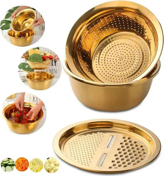 3PC/Set Colander set Stainless Steel Vegetable Slicer Fruit Potato Peeler Car...