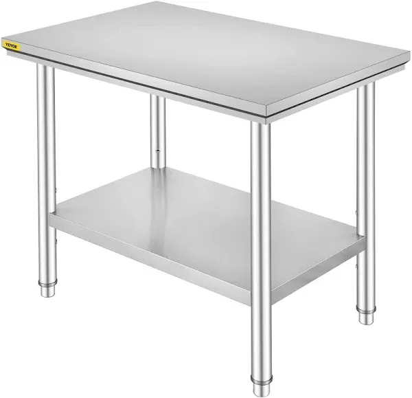 VEVOR Commercial Worktable &amp; Workstation 24 x 30 x 32 Inch Stainless Steel Work 