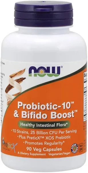 Now Probiotic-10 & Bifido Boost, Healthy Intestinal Flora, Veg Capsules - 90 veg capsules