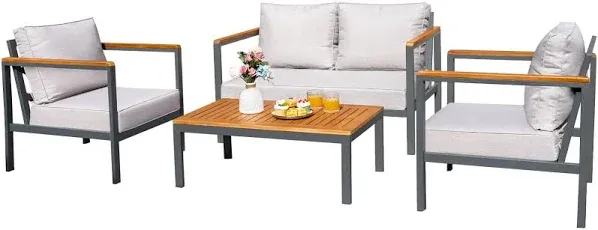 Greesum 4 Piece Patio Lounge Conversation Set