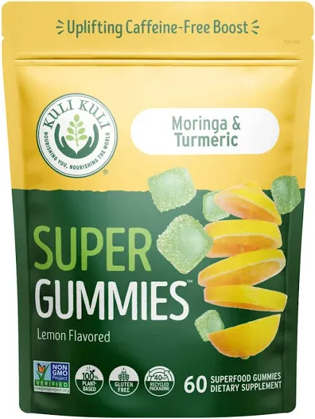 Kuli Kuli Moringa &amp; Turmeric Energy Super Gummies Lemon 60 Counts