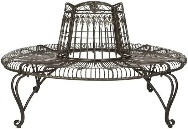 SAFAVIEH Outdoor Ally Victorian Iron Round Tree Bench - 60&#034;