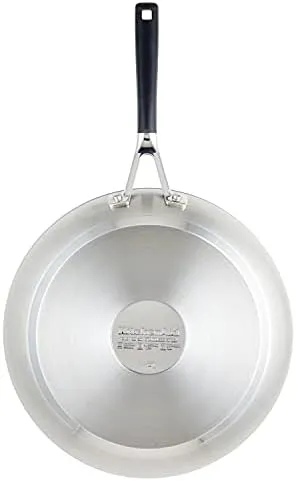 Light Silver Stainless Steel Frying Pan 12&#034; Cookware,Brush<wbr/>ed Stainless Steel