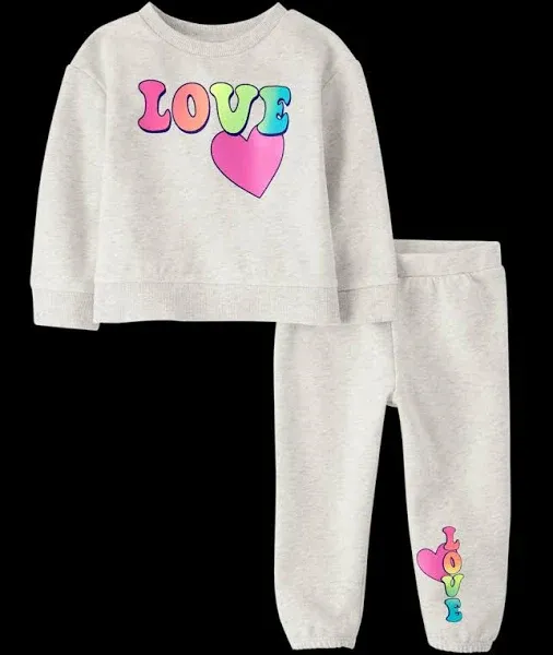 The Children's Place Toddler Girls Love Fleece 2-Piece Outfit Set