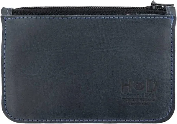 Hide & Drink, Zippered Wallet, Card Case, Folded Bills Storage, Coin Organizer, Travel Accessories, Full Grain Leather, Handmade, Charcoal Black