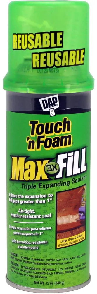 Touch &#039;n Foam Max Fill Tan Polyurethane All Purpose Foam Expanding Sealant 12 oz