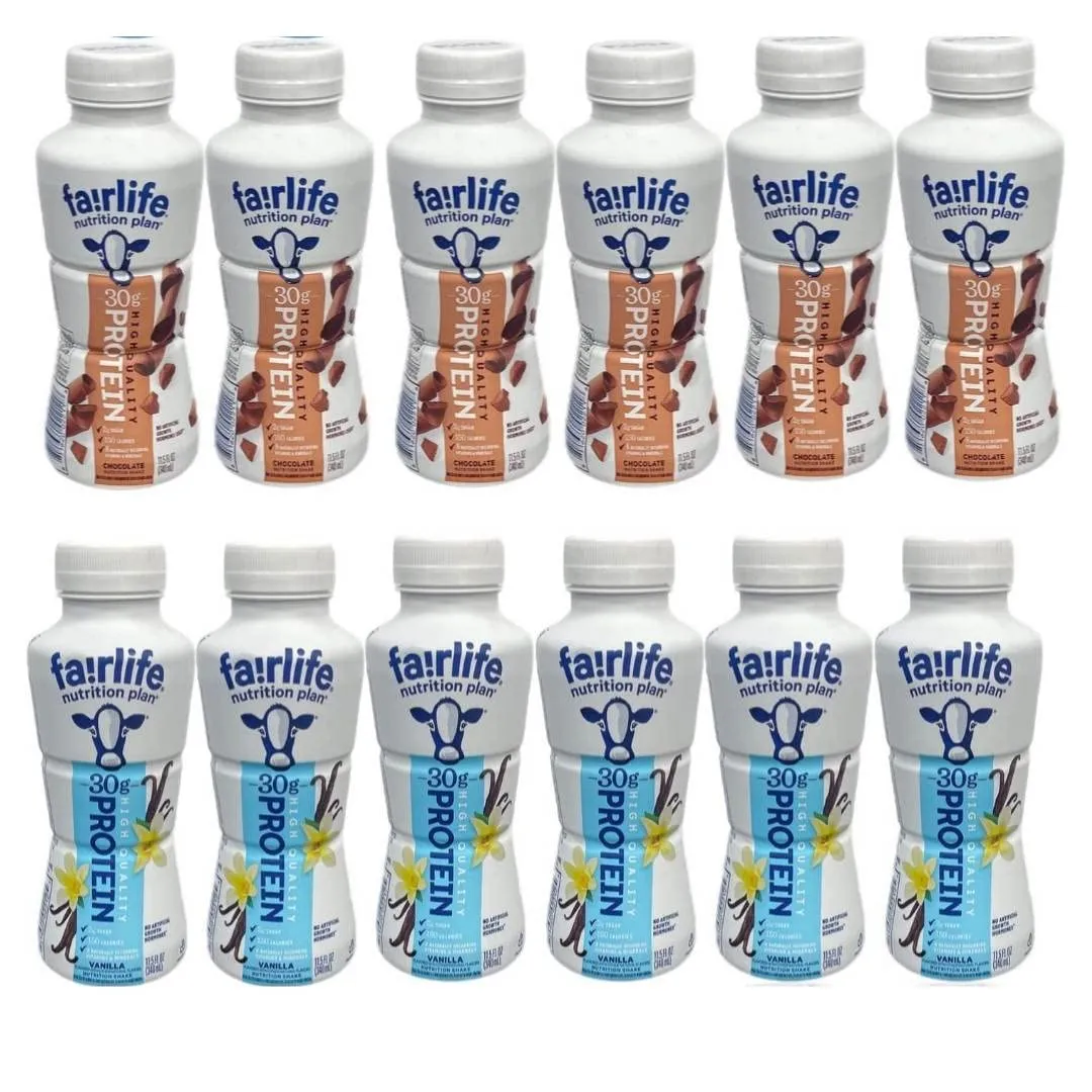 Fairlife Nutrition Plan High Protein Shake Variety Pack- 11.5 Fl Oz (12 Pack) (6 Chocolate & 6 Vanilla) In Accents Depot Packaging