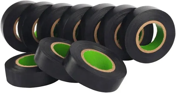 Electrical Tape 10 Rolls Professional Electric Tape Waterproof or Black Tape ...