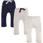 Touched by Nature Baby Organic Cotton Pants 3-Pack, Oatmeal/Navy