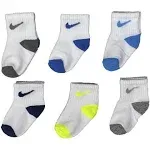 NIKE INFANT LIGHTWEIGHT ANKLE 6 Pack 12-24 MOS GREY/ WHITE/ BLUE FREE SHIPPING