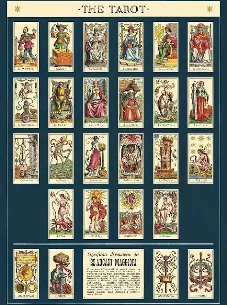 Cavallini Decorative Wrap Poster, Tarot, 20 x 28 inch Italian Archival Paper (WRAPTAROT)