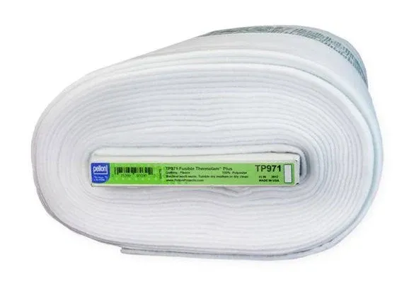 Pellon TP971F Fusible Thermolam Plus Fleece Fabric, White 45" x 60" Precut Package