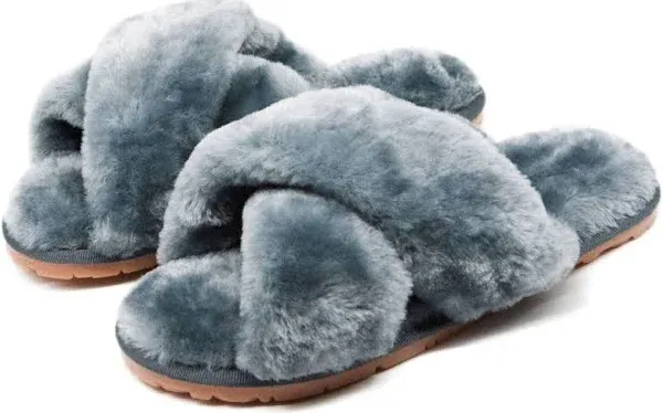 Crazy Lady Lady Fuzzy Fluffy House Slippers Cute Plush Memory Foam Shoes Cross Band Indoor Outdoor Open Toe Sandals