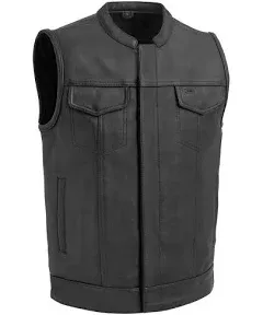 First Mfg Co - Hotshot - Men's Motorcycle Biker Riding Black Leather Vest