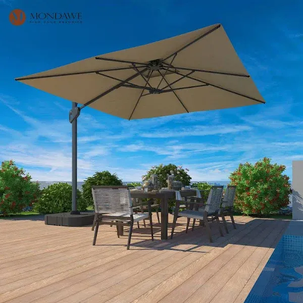 Mondawe 10 Ft Square Offset Cantileve Patio Umbrella With Included Base