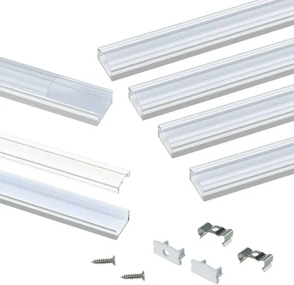 Muzata 6Pack 33Ft1Meter U Shape LED Aluminum Channel System