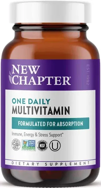 New Chapter One Daily Multivitamin for Immune, Energy & Stress Support, 20+ Nutrients Fermented with Probiotics & Whole Foods, Made with Organic Vegetables - 72 ct