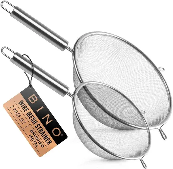 Bino 2-Piece Stainless Steel Food Strainer Set with Metal Handle