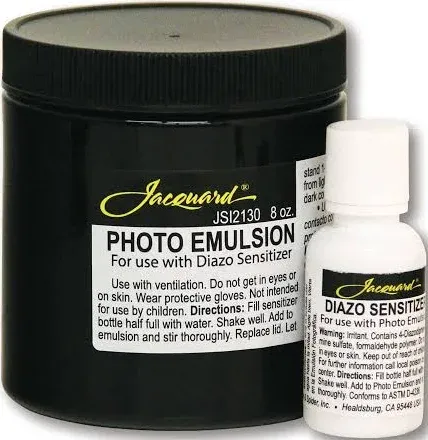 Jacquard Photo Emulsion & Diazo Sensitizer 8oz - Light Sensitive Emulsion - Create Silk Screens with Photos Lettering Logos or Detailed Images