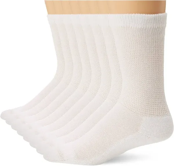 Medipeds Men's 8 Pack Diabetic Extra Wide Crew Socks