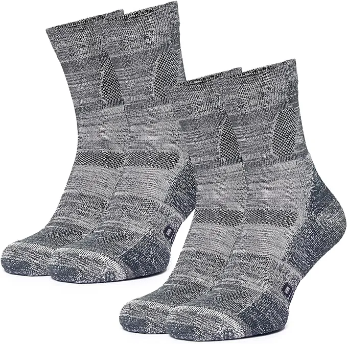 Merino Wool Hiking Socks - (Pack of 2) Oatmeal Black