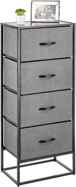 mDesign Steel Dresser Storage Tower with 4 Fabric Drawers