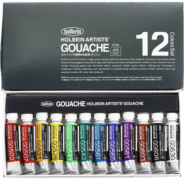 Holbein Artists Gouache Set of 12, 5ml tubes