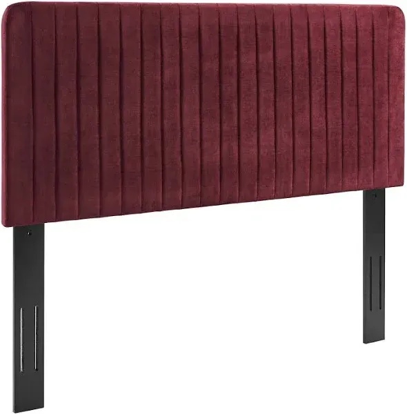 Modway Milenna Channel Tufted Performance Velvet Twin Headboard Maroon