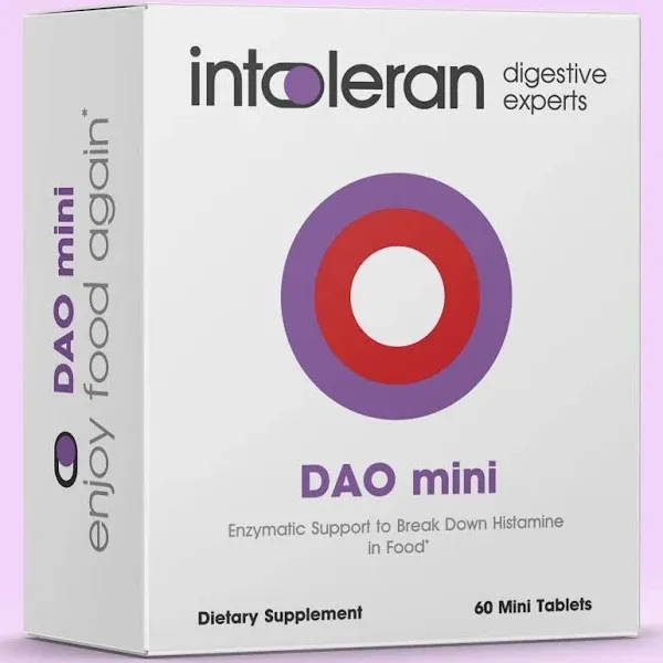 Intoleran DAO Mini Digestive Enzymes 60 Tablets Supplement for Histamine Intolerance & DAO Deficiency