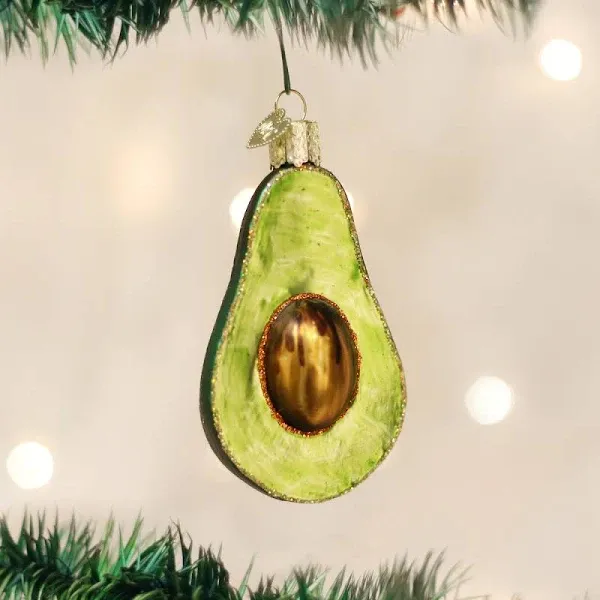 Old World Christmas Avocado Guacamole Glass Blown Ornaments for Christmas Tree, 28059, Glitter Green, 2.75 x 3.25