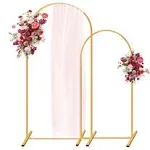  Metal Arch Backdrop Stand Wedding Arch Stand Set of 2 7.2FT,6FT Gold