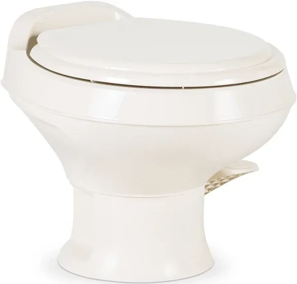 Dometic 302301673 300 Series Low Profile Heavy Duty Plastic RV Toilet, Bone