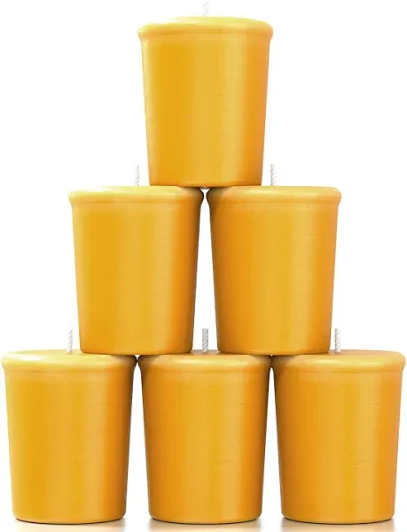 CANDWAX Pure Beeswax Votive Candles Set of 6 - Handmade Honey Yellow Votive Candles Beeswax Natural - 10 Hours Burning Pure Bees Wax Candles for Home