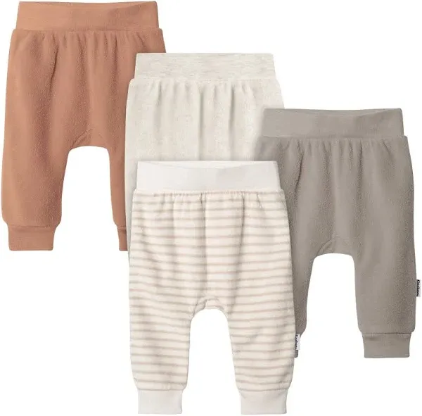 Gerber Baby Baby Neutral Fleece Pants, 4-Pack - Brown