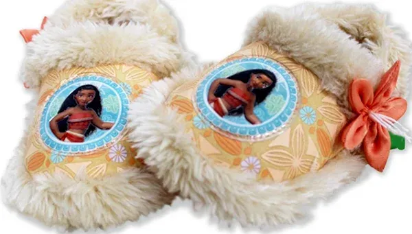 Disney Moana Toddler Girl's Plush A-Line Slippers with Faux Fur