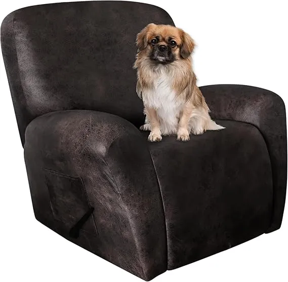 Leather Look Oversize Recliner Chair Covers, Thick 4 Pieces Lazy Boy Recliner Covers for Recliner Chair, Leather Cover for Recliner Slipcovers for Pets Kids(X-Large, Black Coffee)