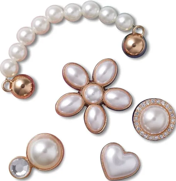 Dainty Pearl Jewelry 5 Pack Metal & Acrylic Jibbitz