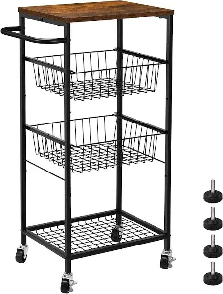 Tuenorts Slim 4 Tier Kitchen Rolling Utility Cart